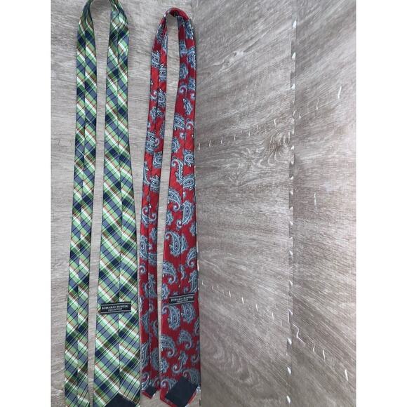 Romario Manzini Men's Silk Necktie Set‎ Multicolor Paisley 2 Piece - Picture 7 of 7